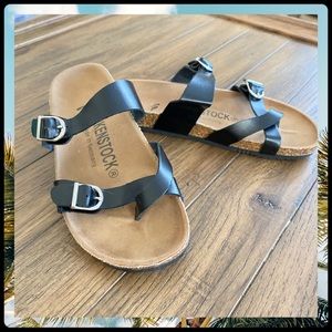 Black Toe Loop Slides w/Silver Buckles